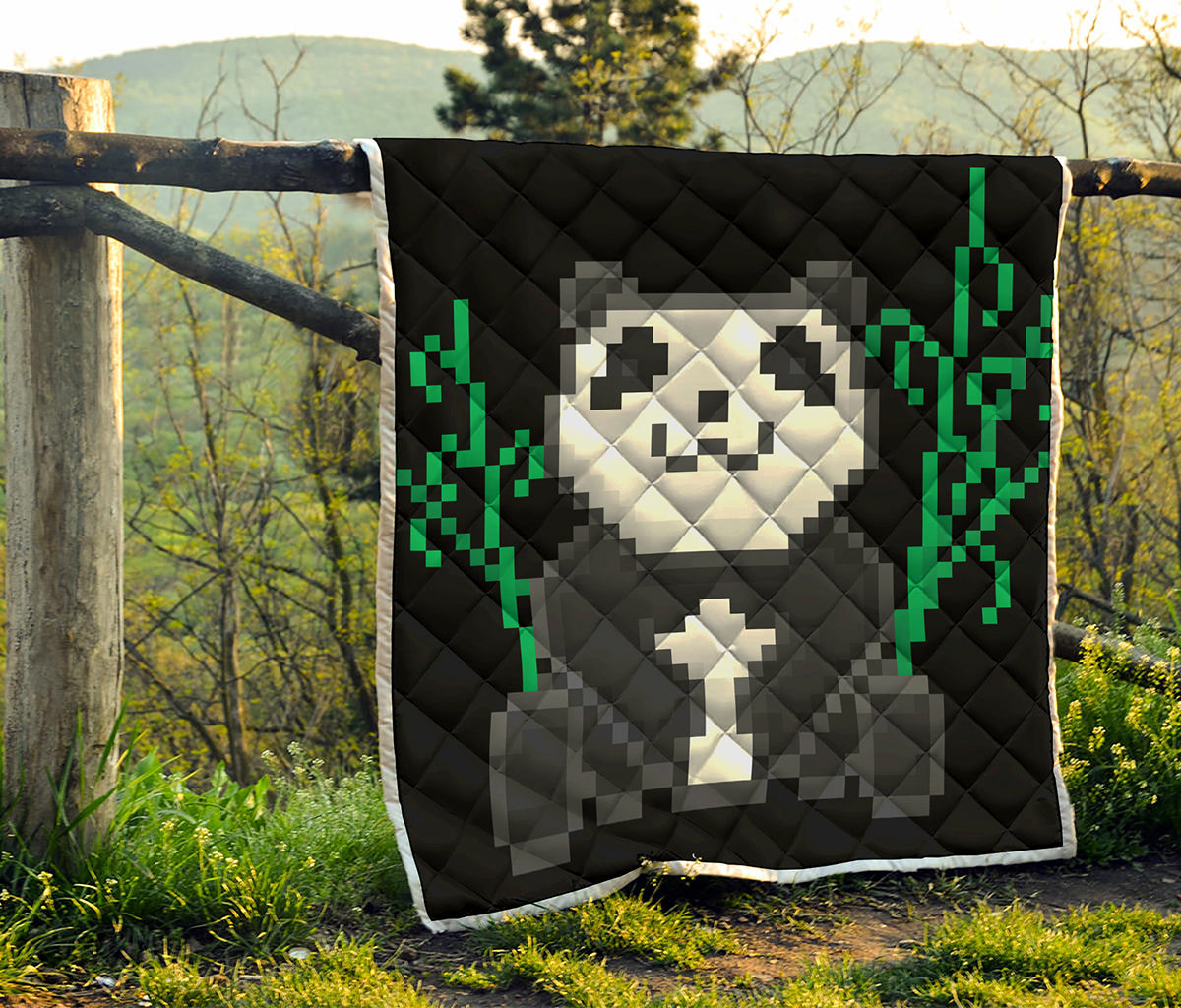 8-Bit Pixel Panda Print Quilt