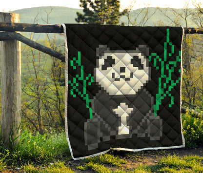 8-Bit Pixel Panda Print Quilt