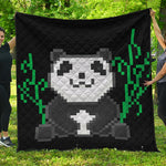 8-Bit Pixel Panda Print Quilt