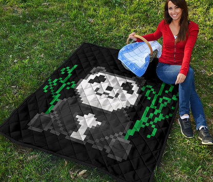 8-Bit Pixel Panda Print Quilt