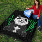 8-Bit Pixel Panda Print Quilt