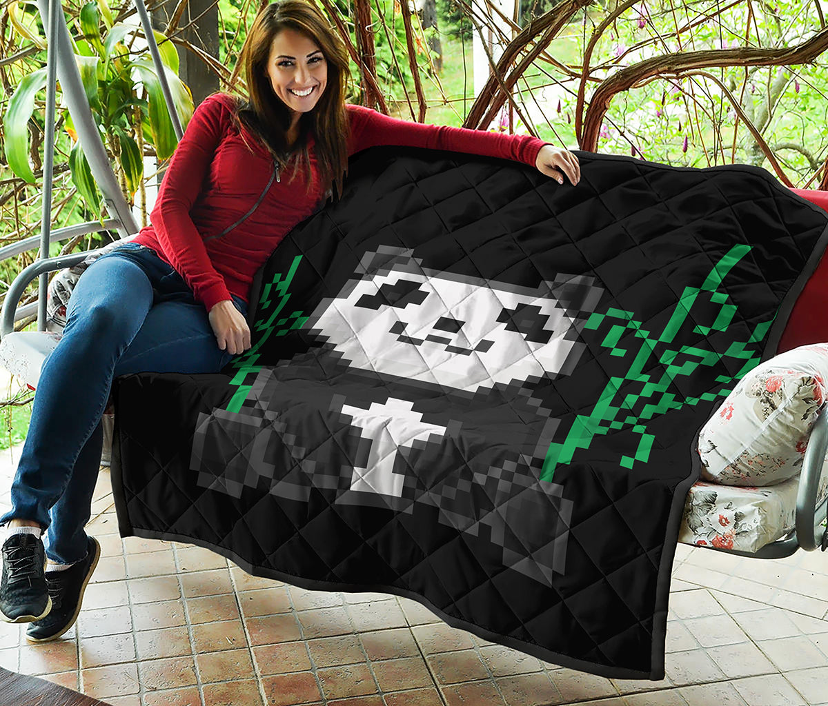 8-Bit Pixel Panda Print Quilt