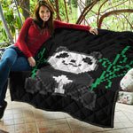 8-Bit Pixel Panda Print Quilt