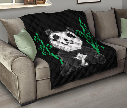 8-Bit Pixel Panda Print Quilt