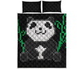 8-Bit Pixel Panda Print Quilt Bed Set