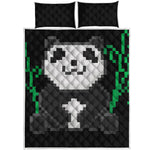 8-Bit Pixel Panda Print Quilt Bed Set