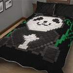 8-Bit Pixel Panda Print Quilt Bed Set