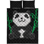 8-Bit Pixel Panda Print Quilt Bed Set