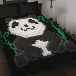 8-Bit Pixel Panda Print Quilt Bed Set