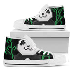8-Bit Pixel Panda Print White High Top Shoes