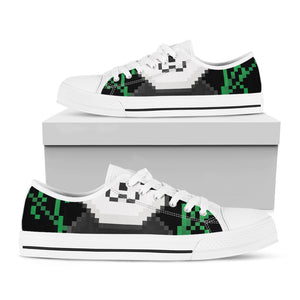 8-Bit Pixel Panda Print White Low Top Shoes