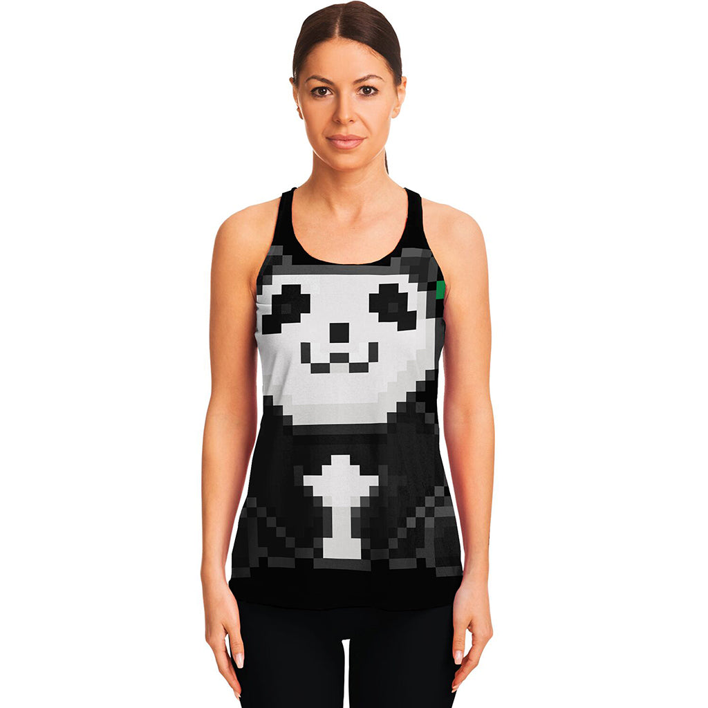 8-Bit Pixel Panda Print Women's Racerback Tank Top