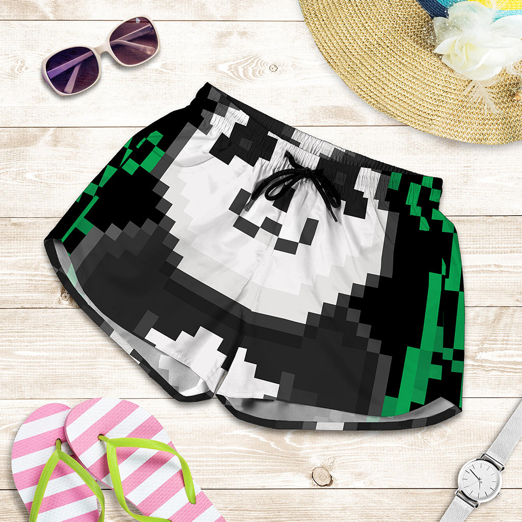 8-Bit Pixel Panda Print Women's Shorts