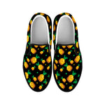 8-Bit Pixel Pineapple Print Black Slip On Shoes