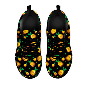 8-Bit Pixel Pineapple Print Black Sneakers