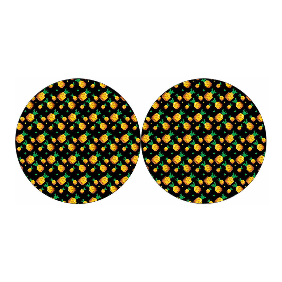 8-Bit Pixel Pineapple Print Car Coasters