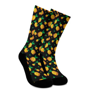 8-Bit Pixel Pineapple Print Crew Socks