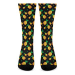 8-Bit Pixel Pineapple Print Crew Socks