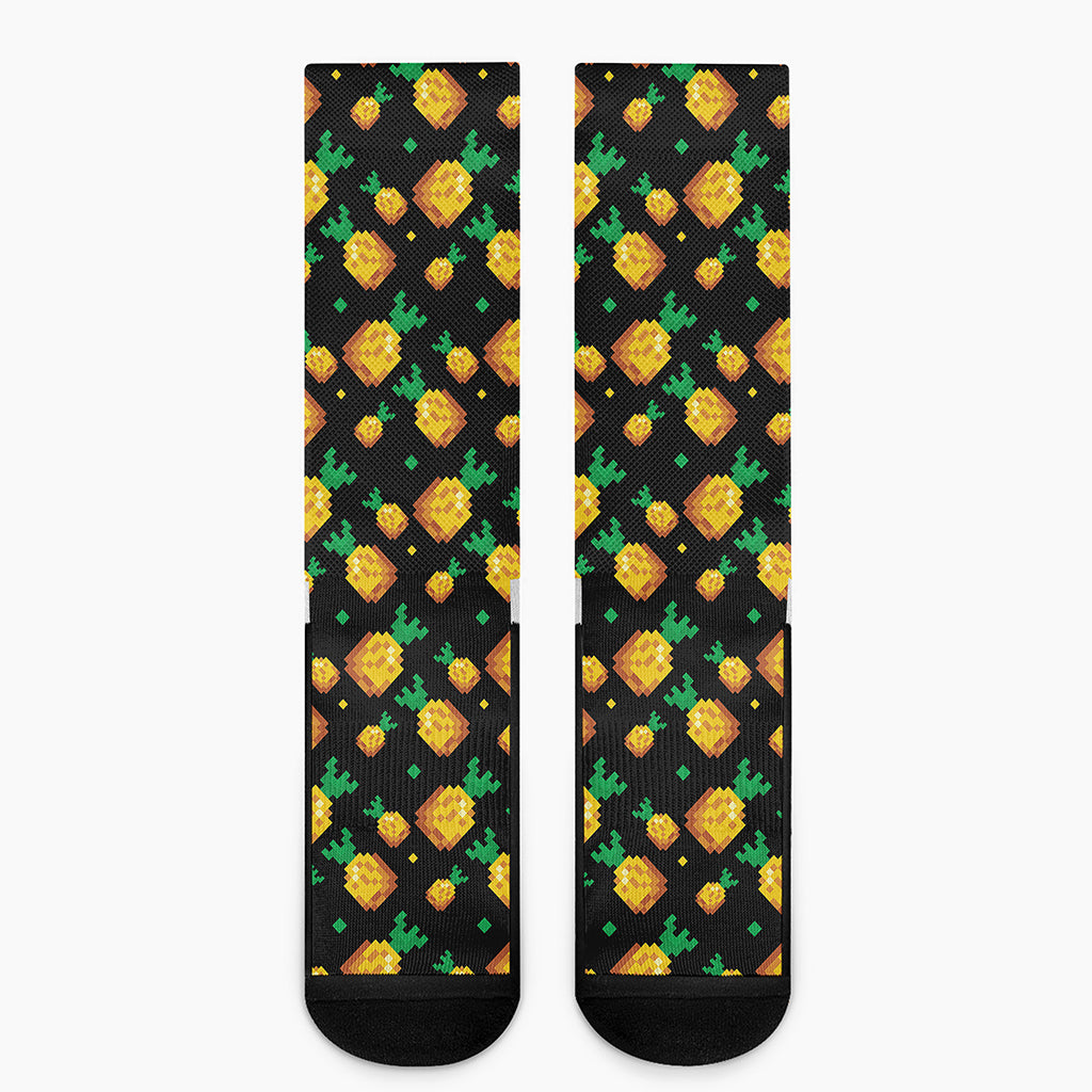 8-Bit Pixel Pineapple Print Crew Socks