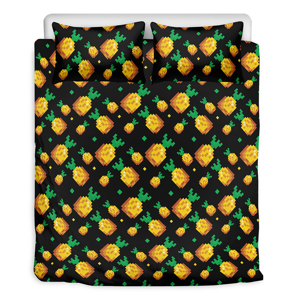 8-Bit Pixel Pineapple Print Duvet Cover Bedding Set