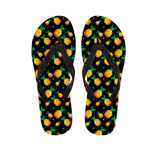 8-Bit Pixel Pineapple Print Flip Flops