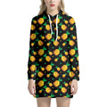 8-Bit Pixel Pineapple Print Pullover Hoodie Dress