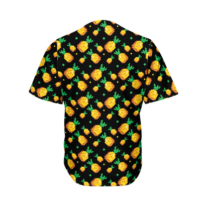 8-Bit Pixel Pineapple Print Men's Baseball Jersey