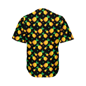 8-Bit Pixel Pineapple Print Men's Baseball Jersey