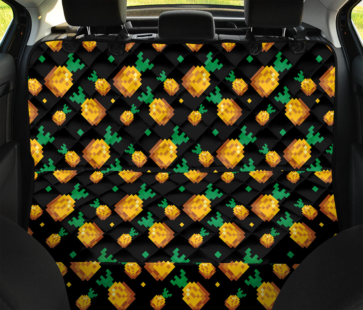 8-Bit Pixel Pineapple Print Pet Car Back Seat Cover