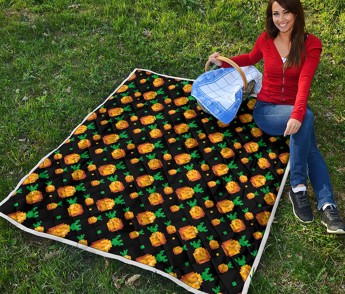 8-Bit Pixel Pineapple Print Quilt