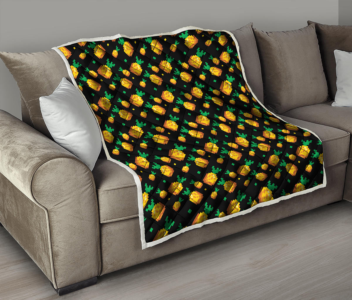 8-Bit Pixel Pineapple Print Quilt