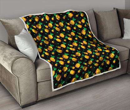 8-Bit Pixel Pineapple Print Quilt
