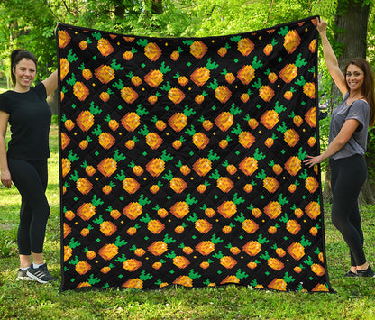 8-Bit Pixel Pineapple Print Quilt