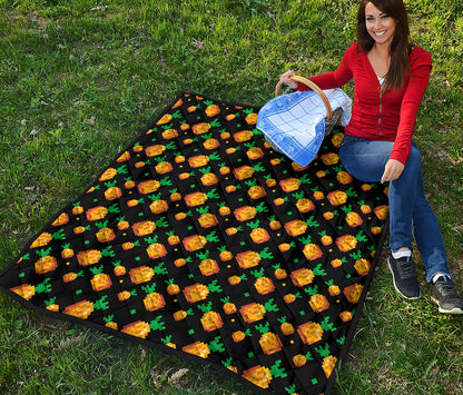 8-Bit Pixel Pineapple Print Quilt