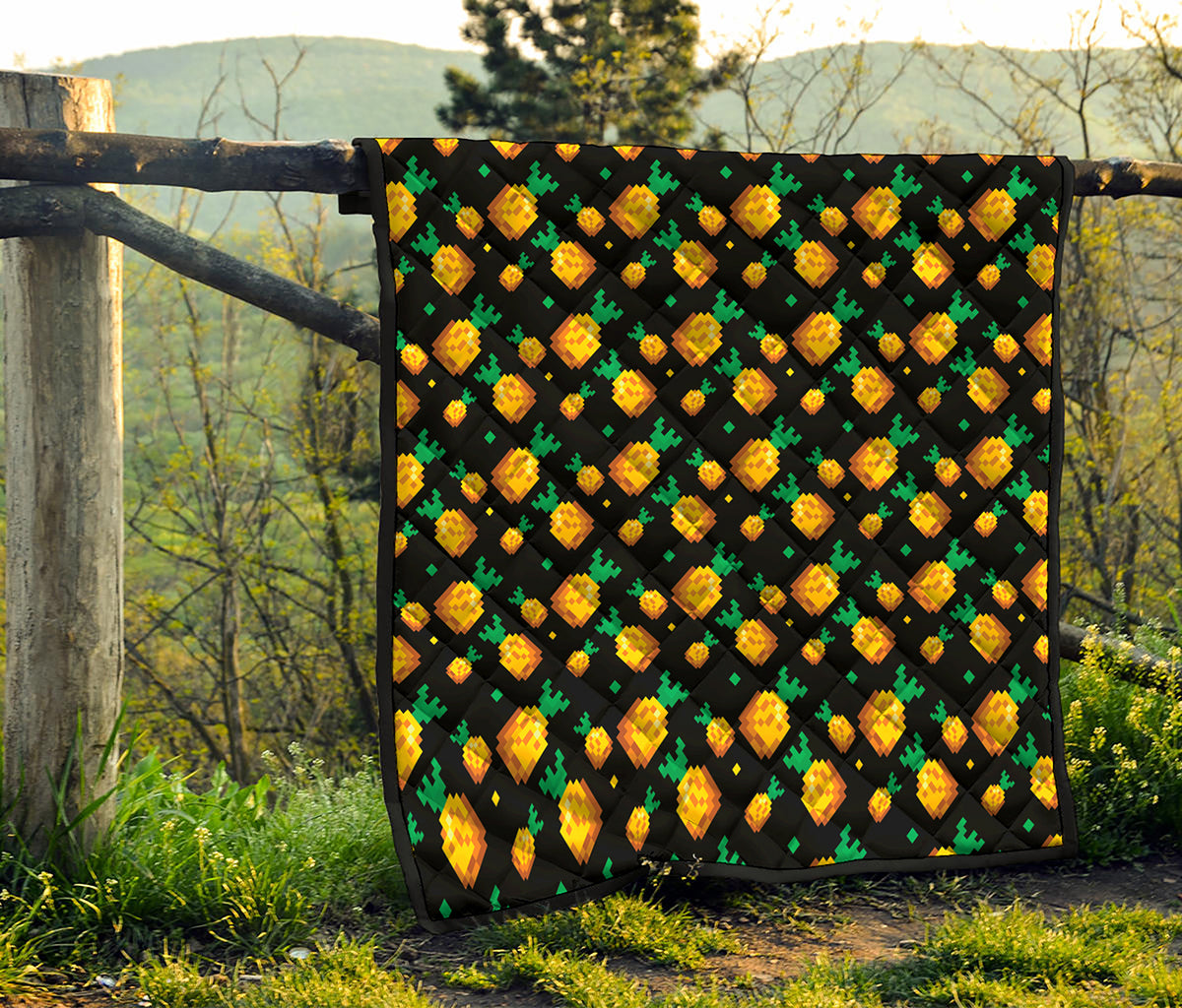 8-Bit Pixel Pineapple Print Quilt