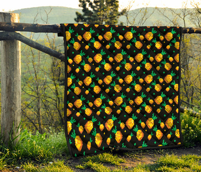 8-Bit Pixel Pineapple Print Quilt
