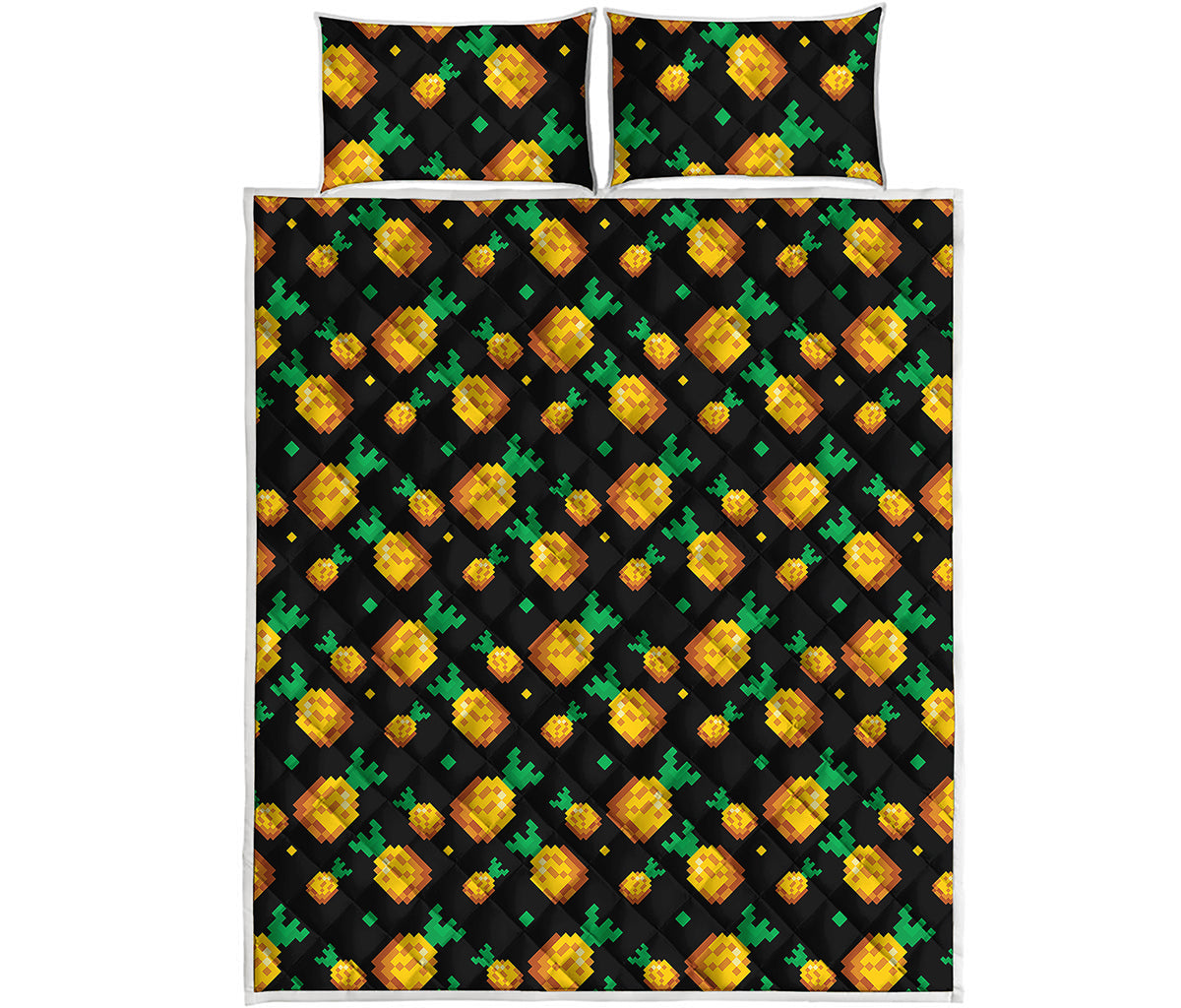 8-Bit Pixel Pineapple Print Quilt Bed Set