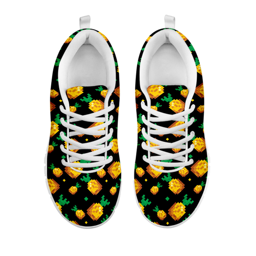 8-Bit Pixel Pineapple Print White Sneakers