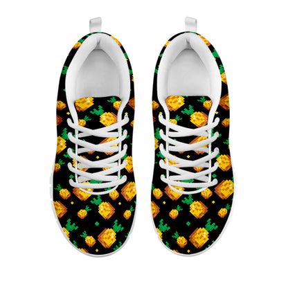 8-Bit Pixel Pineapple Print White Sneakers