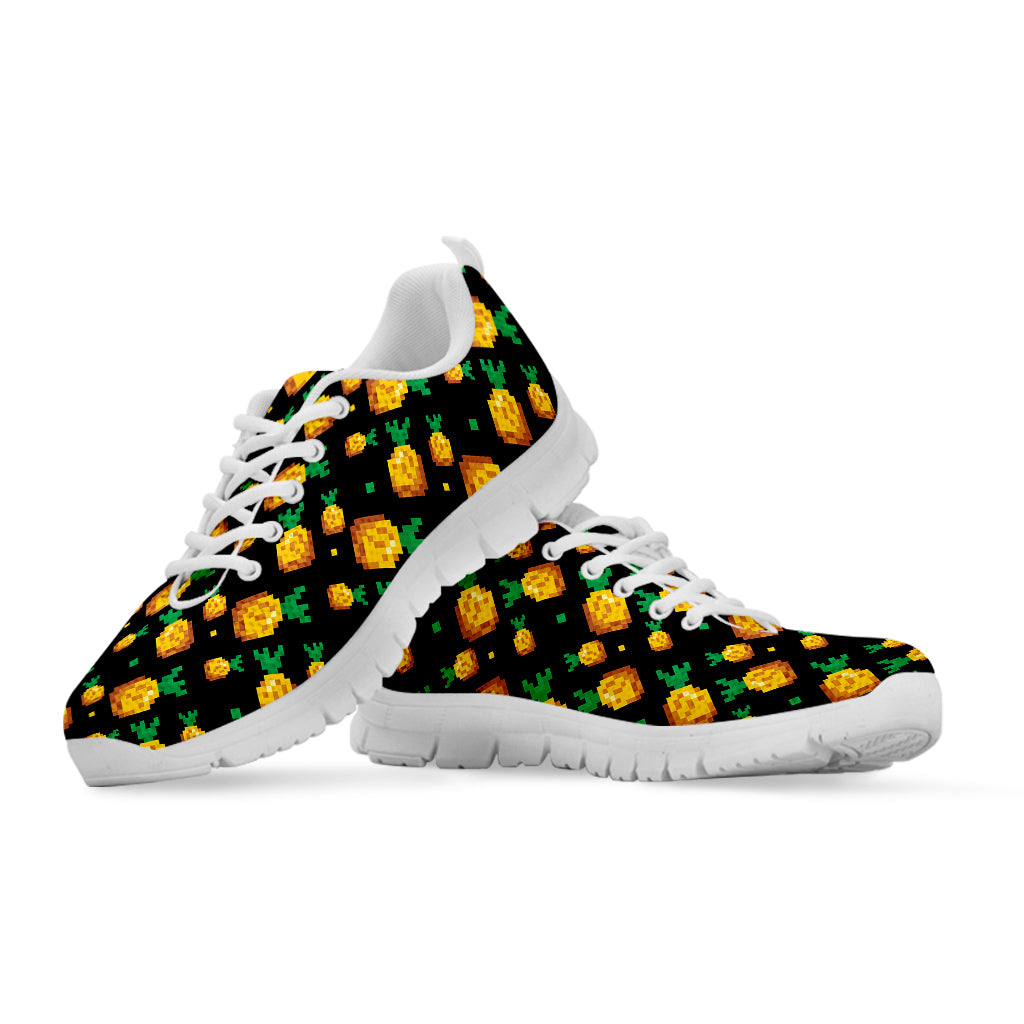 8-Bit Pixel Pineapple Print White Sneakers