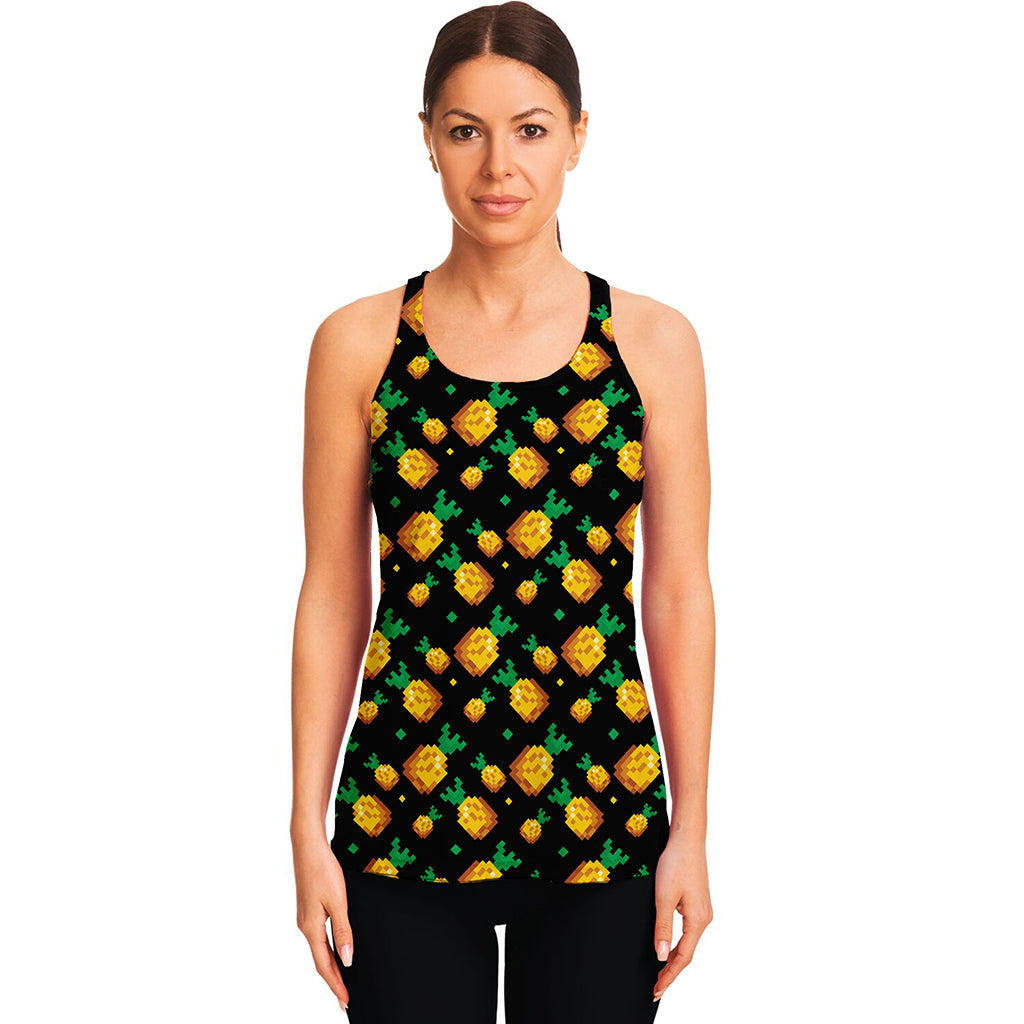8-Bit Pixel Pineapple Print Women's Racerback Tank Top