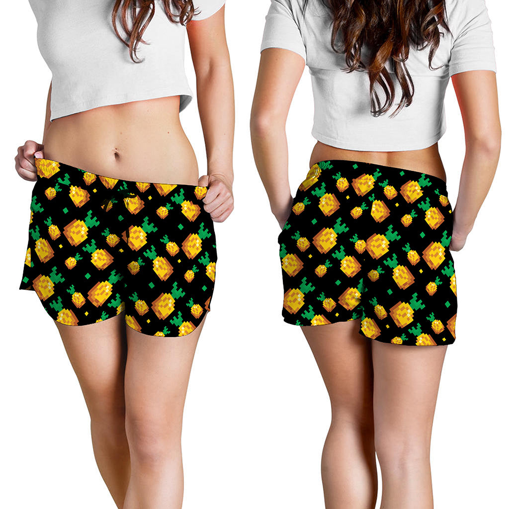 8-Bit Pixel Pineapple Print Women's Shorts
