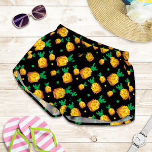 8-Bit Pixel Pineapple Print Women's Shorts