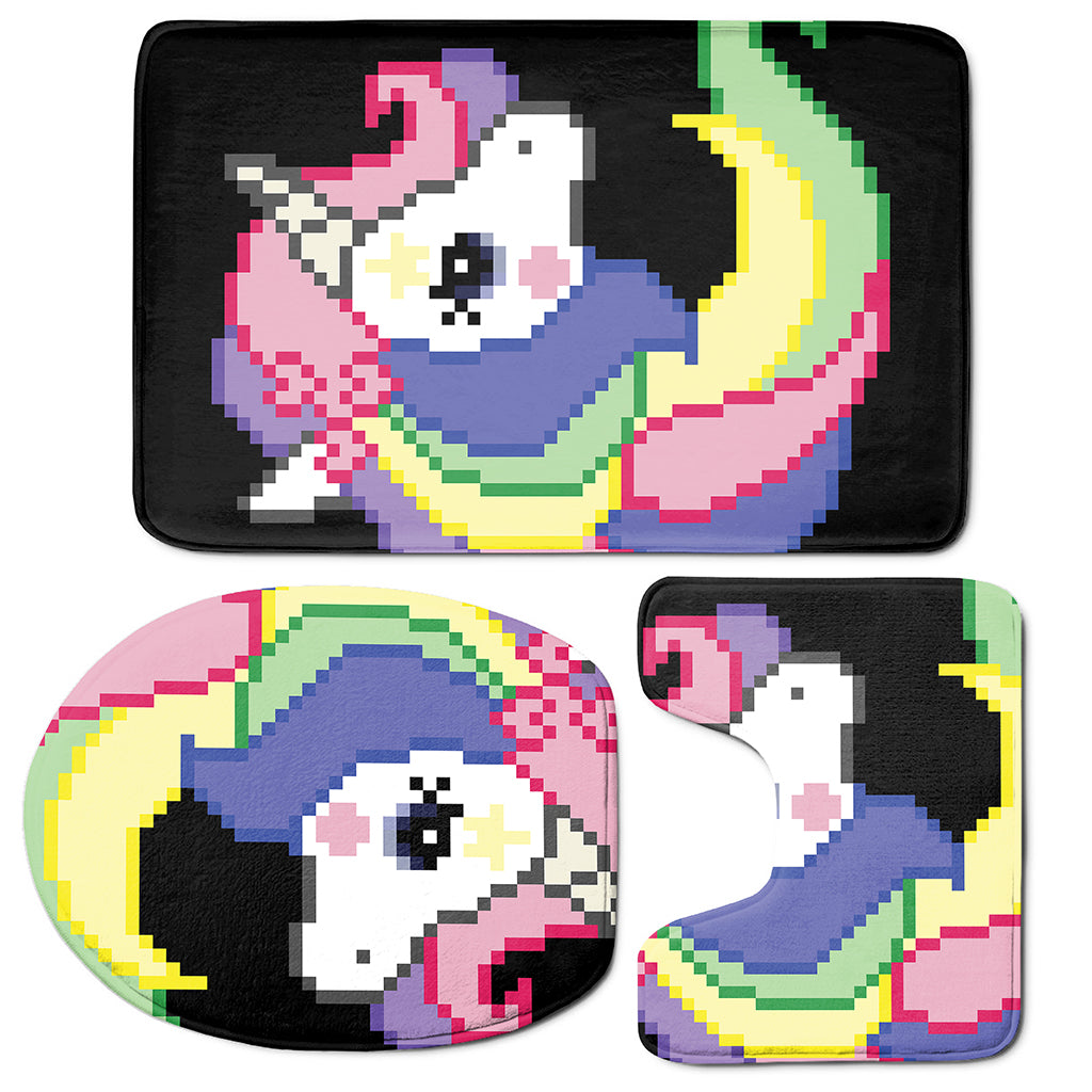8-Bit Pixel Unicorn Print 3 Piece Bath Mat Set