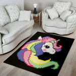 8-Bit Pixel Unicorn Print Area Rug
