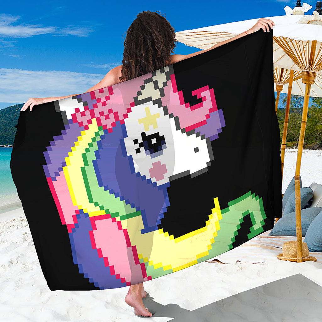8-Bit Pixel Unicorn Print Beach Sarong Wrap