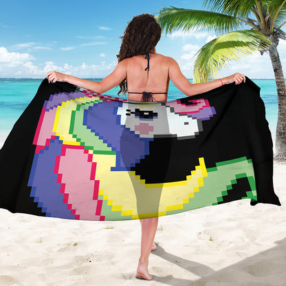 8-Bit Pixel Unicorn Print Beach Sarong Wrap