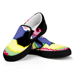 8-Bit Pixel Unicorn Print Black Slip On Shoes