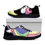 8-Bit Pixel Unicorn Print Black Sneakers