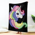 8-Bit Pixel Unicorn Print Blanket